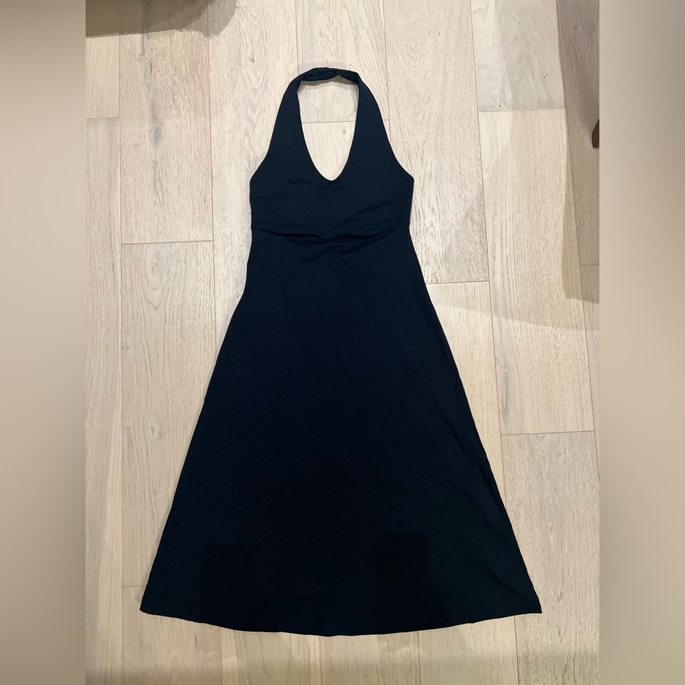 Patagonia Morning Glory Black tie up Backless Dress | size XS